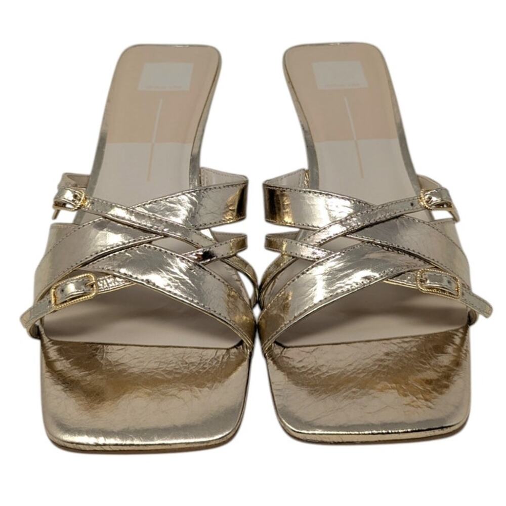 Dolce Vita Bryant Gold Distressed Leather Heels Sandals Size 11